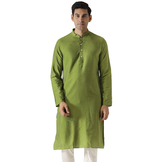 Green Plain Kurta-Festive Wear