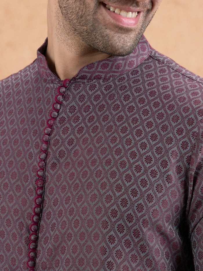 Grey Printed Kurta Dhoti Set