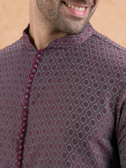 Grey Printed Kurta Dhoti Set