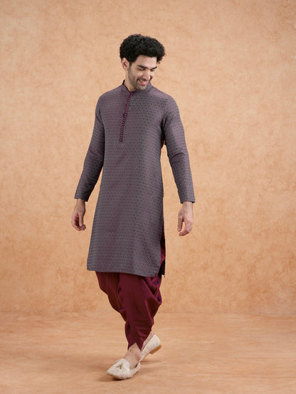 Grey Printed Kurta Dhoti Set