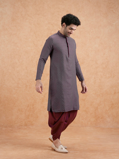 Grey Printed Kurta Dhoti Set