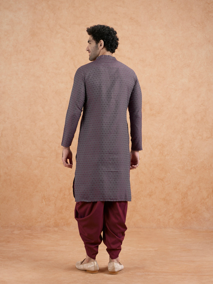 Grey Printed Kurta Dhoti Set
