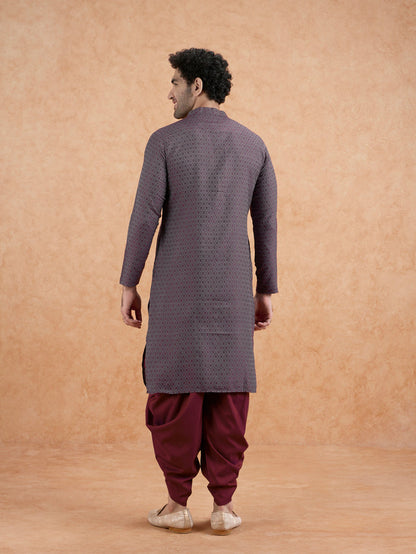 Grey Printed Kurta Dhoti Set