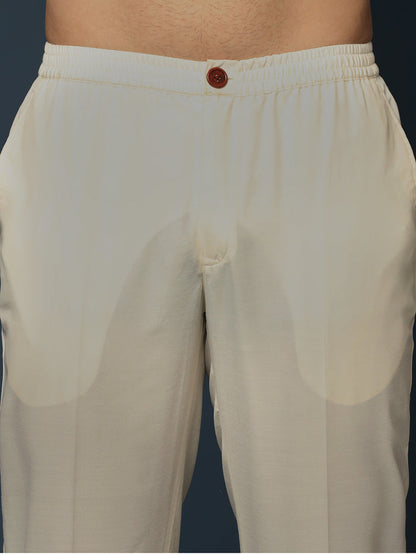 Grey Printed Silk Blend Nehru Jacket Kurta Trouser Set