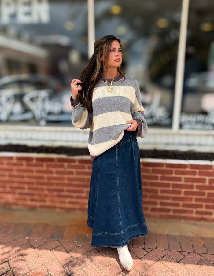Grey Stripe Sweater