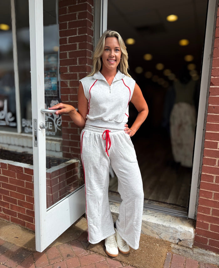 Grey/Red Lined Pants