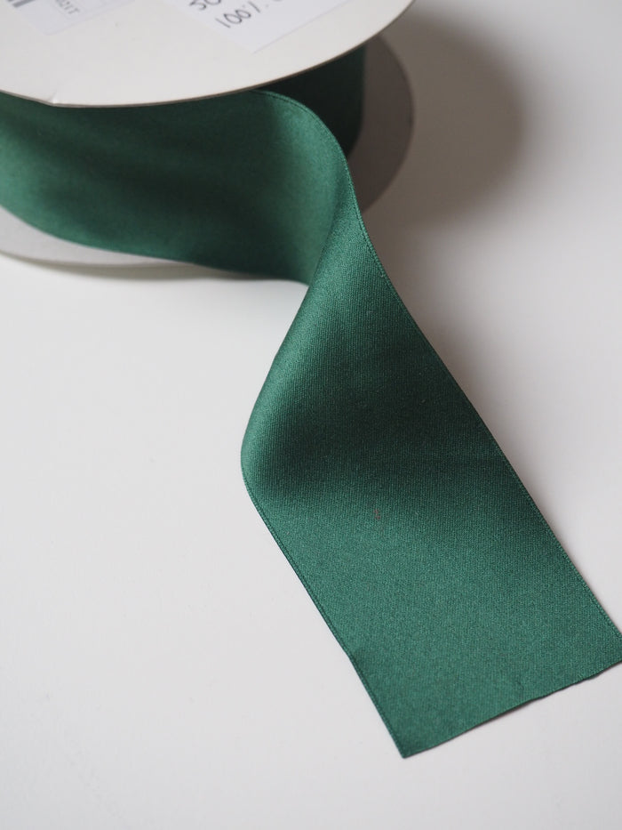Holly Green Cotton Satin Ribbon 50mm