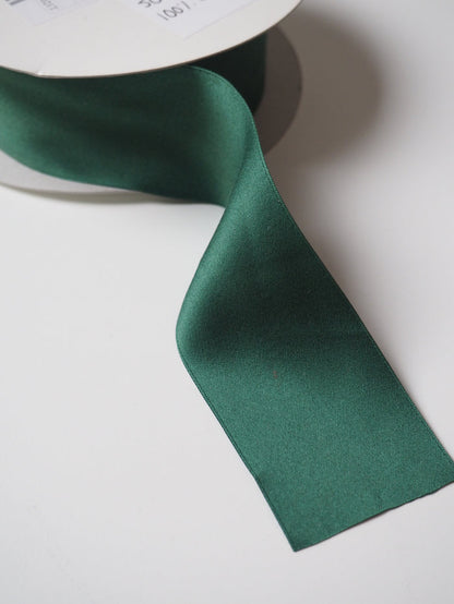 Holly Green Cotton Satin Ribbon 50mm