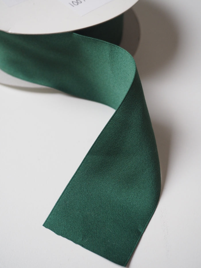Holly Green Cotton Satin Ribbon 50mm