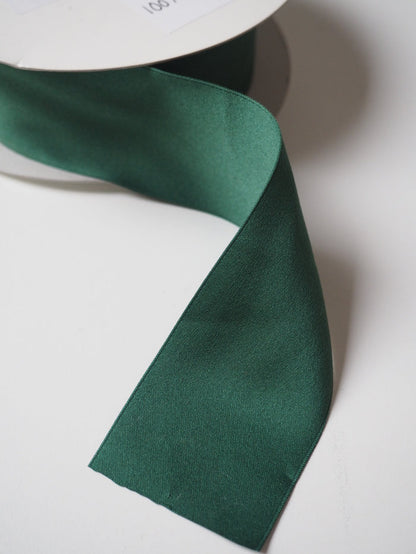 Holly Green Cotton Satin Ribbon 50mm
