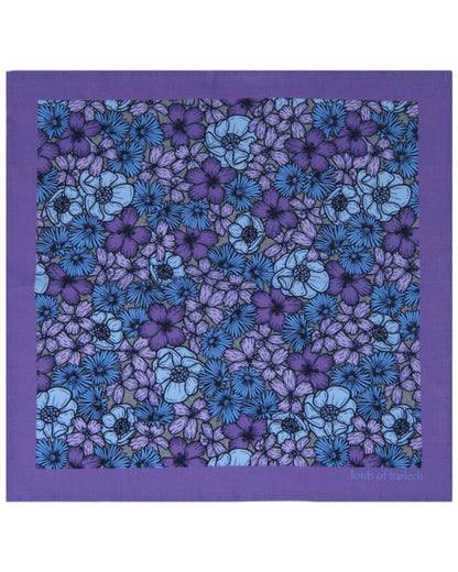 HUDSON DENSE FLORAL MERINO HANDKERCHIEF  POCKET SQUARE - LAVENDER
