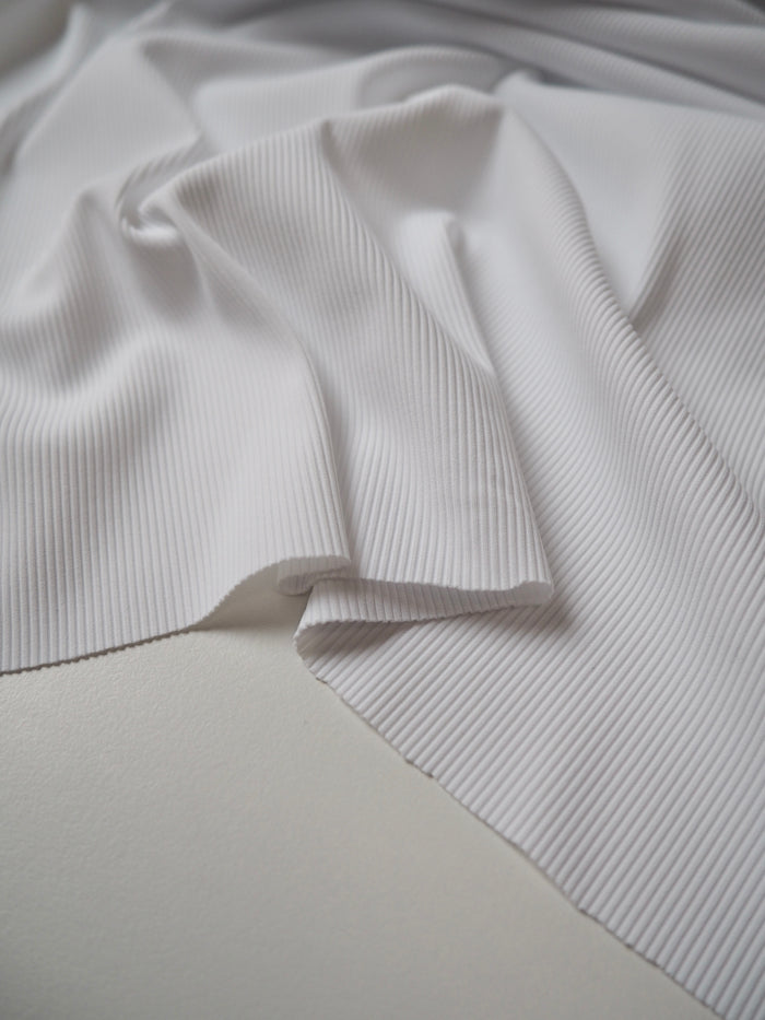 Ice White Ribbed Swim/Performance Jersey