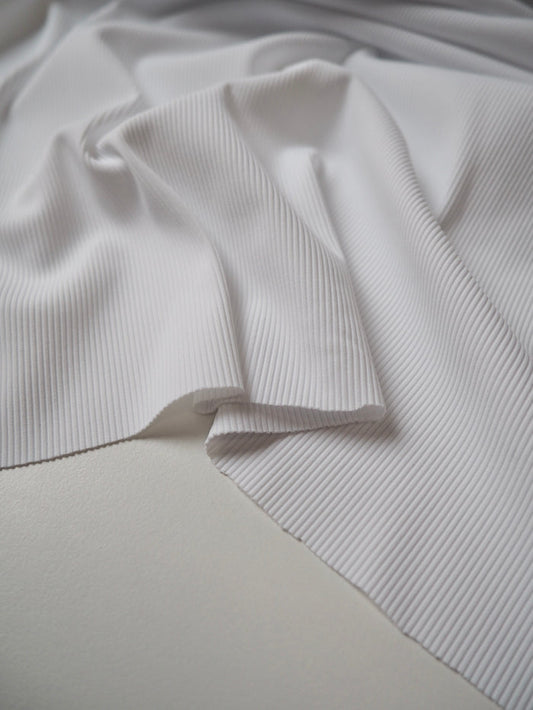 Ice White Ribbed Swim/Performance Jersey