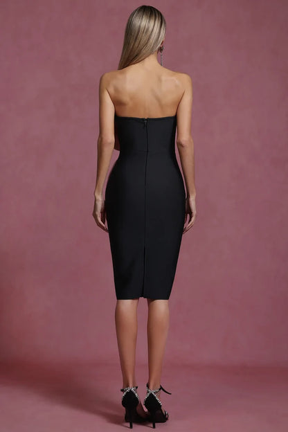 Inez Oversized Bow Strapless Midi Dress