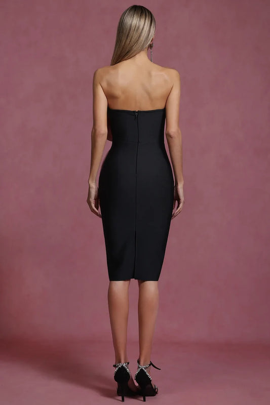 Inez Oversized Bow Strapless Midi Dress