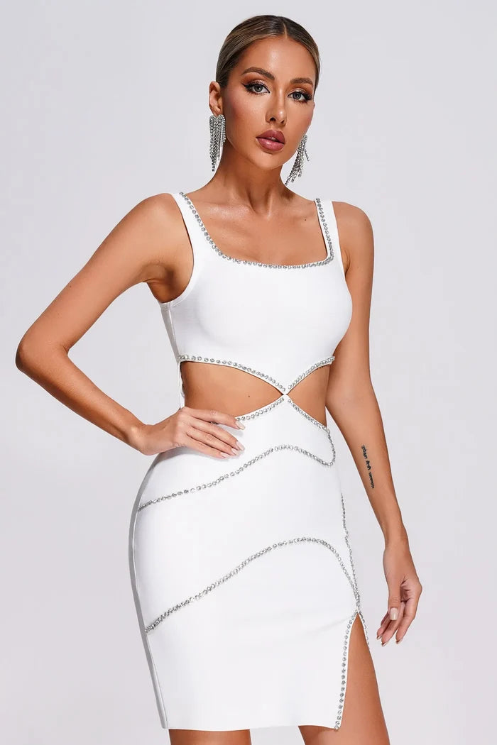 Isabelle Diamond Trim Cutout Bodycon Mini Dress
