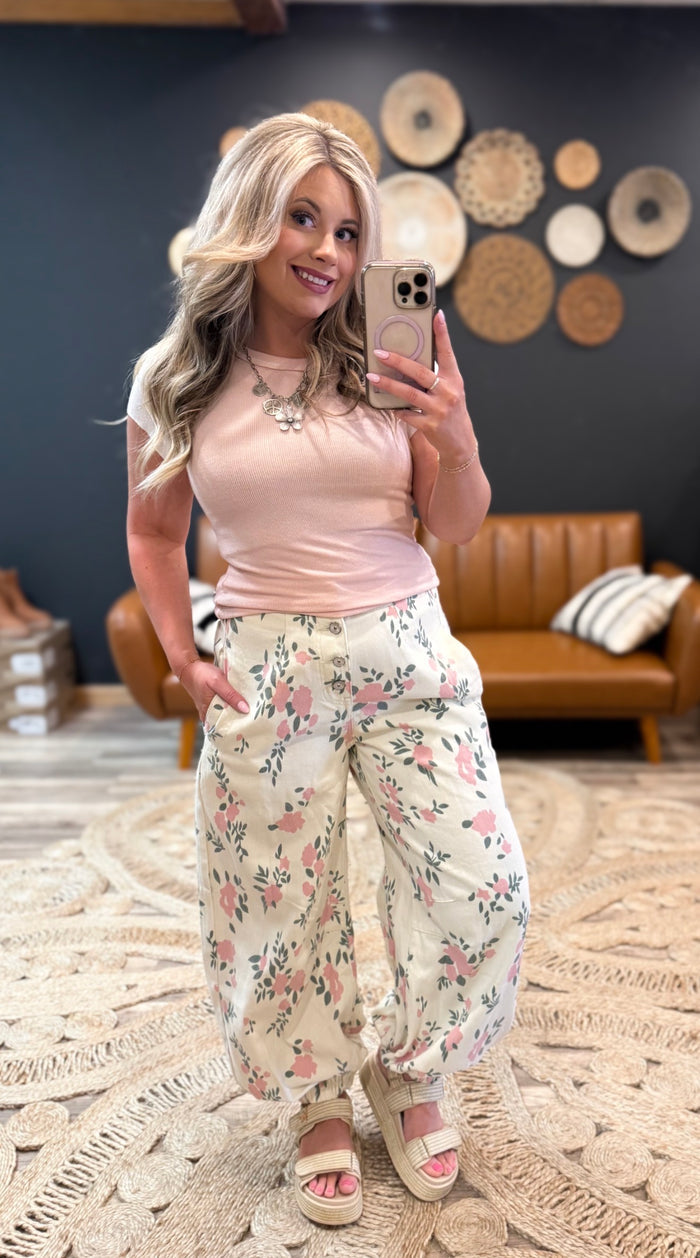 Ivory Multi Floral Pants