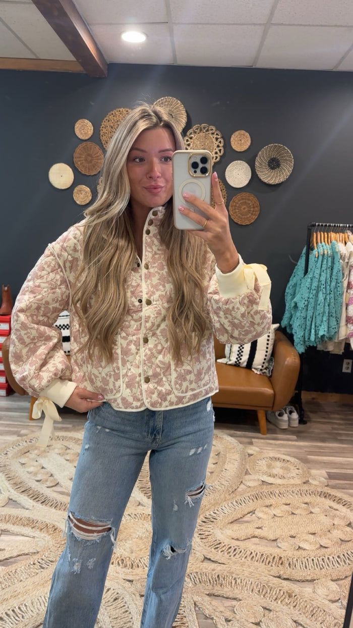 Ivory Pink Quilt Jacket
