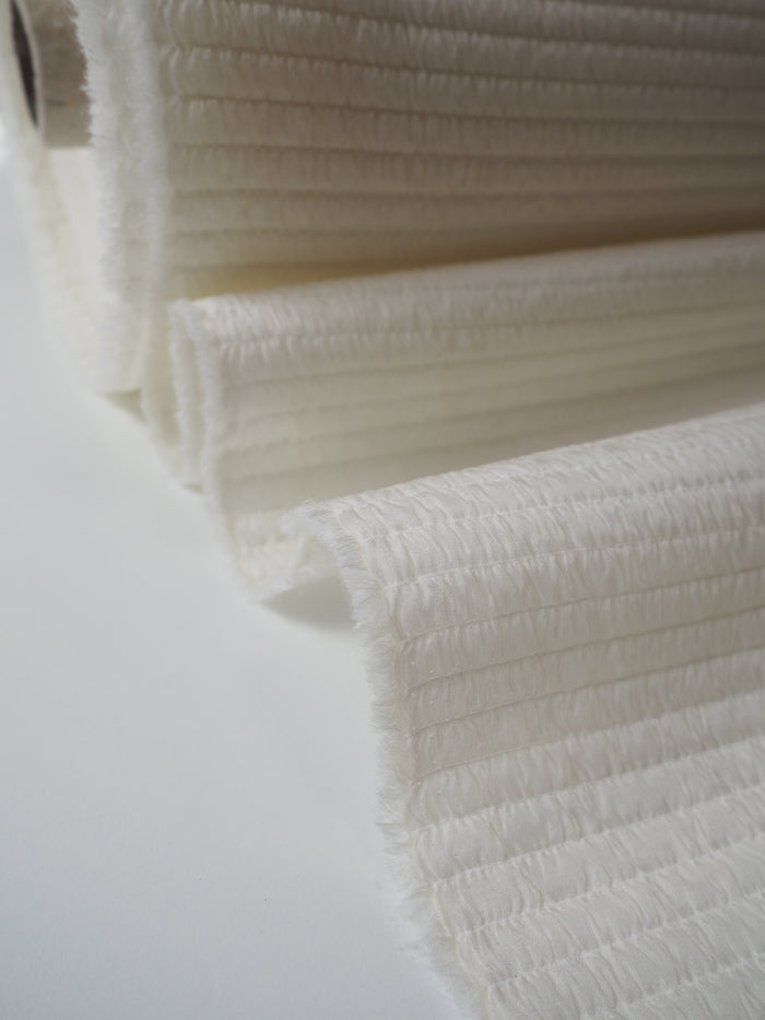 Ivory Silk Shirred Cloqué