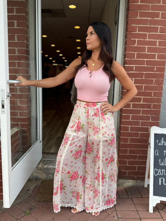 Ivory/Rose Lace Pants