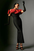 Jade Contrast 3D Floral Bandage Dress