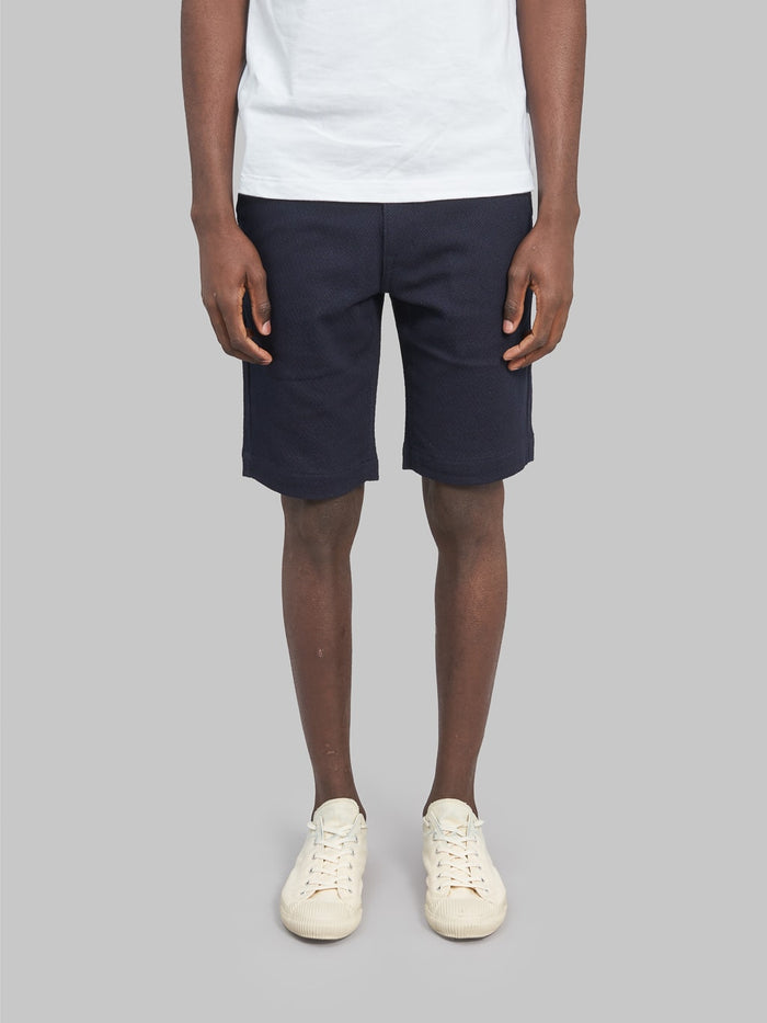 Japan Blue sashiko indigo jacquard shorts front