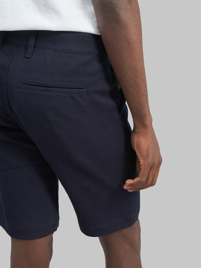 Japan Blue sashiko indigo jacquard shorts hem