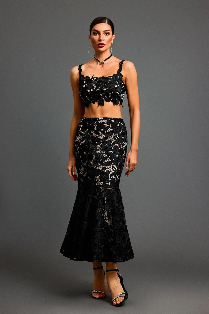 Jennifer Black Lace Two-Piece