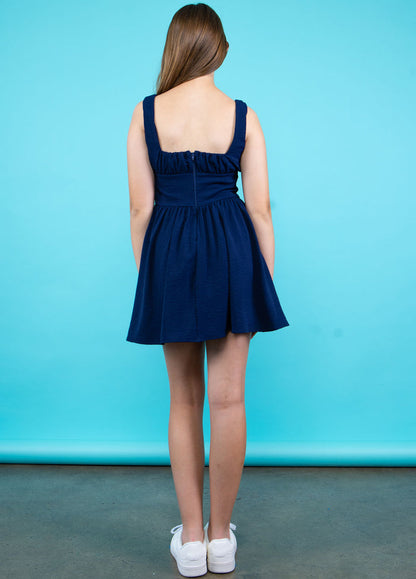 JENNIFER Ruched Front Low Waisted Dress