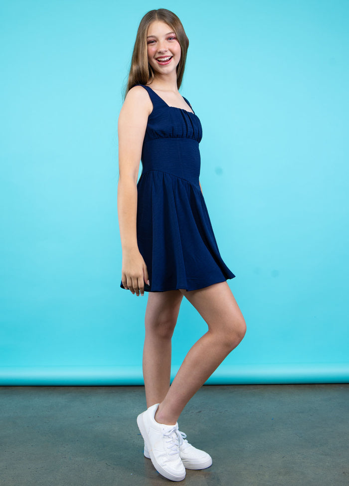 JENNIFER Ruched Front Low Waisted Dress