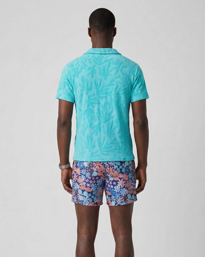 JOHNNY CORAL TOWEL POLO SHIRT IN LAGOON