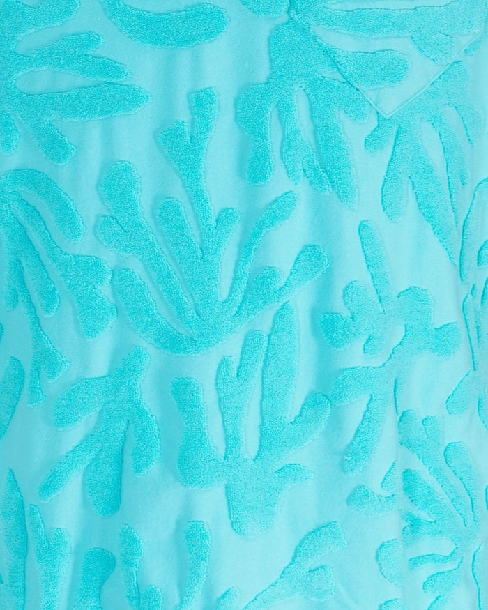 JOHNNY CORAL TOWEL POLO SHIRT IN LAGOON