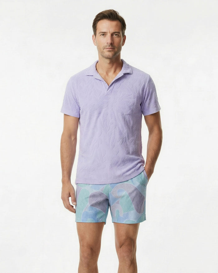 JOHNNY CORAL TOWEL POLO SHIRT IN LAVENDER
