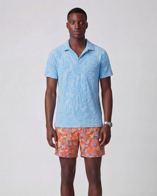 JOHNNY CORAL TOWEL POLO SHIRT IN SKY