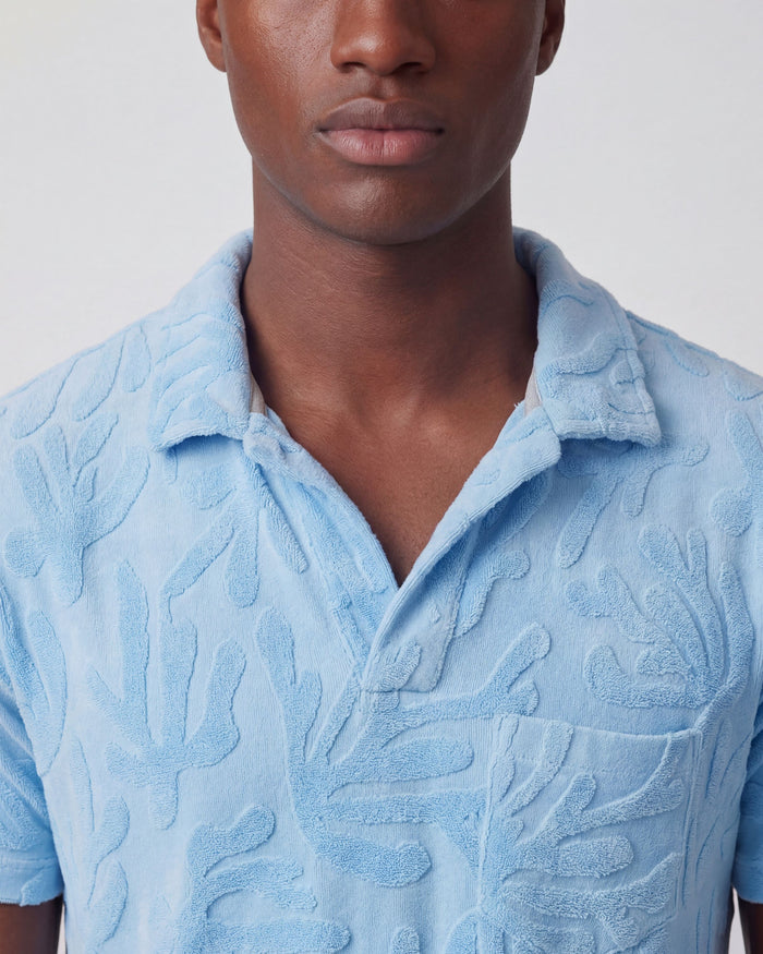 JOHNNY CORAL TOWEL POLO SHIRT IN SKY