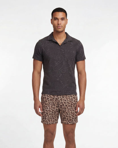 JOHNNY TOWEL POLO SHIRT IN BLACK