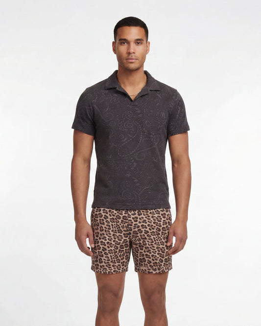 JOHNNY TOWEL POLO SHIRT IN BLACK