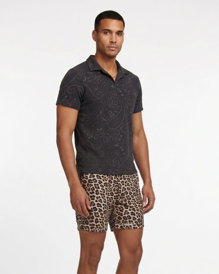 JOHNNY TOWEL POLO SHIRT IN BLACK