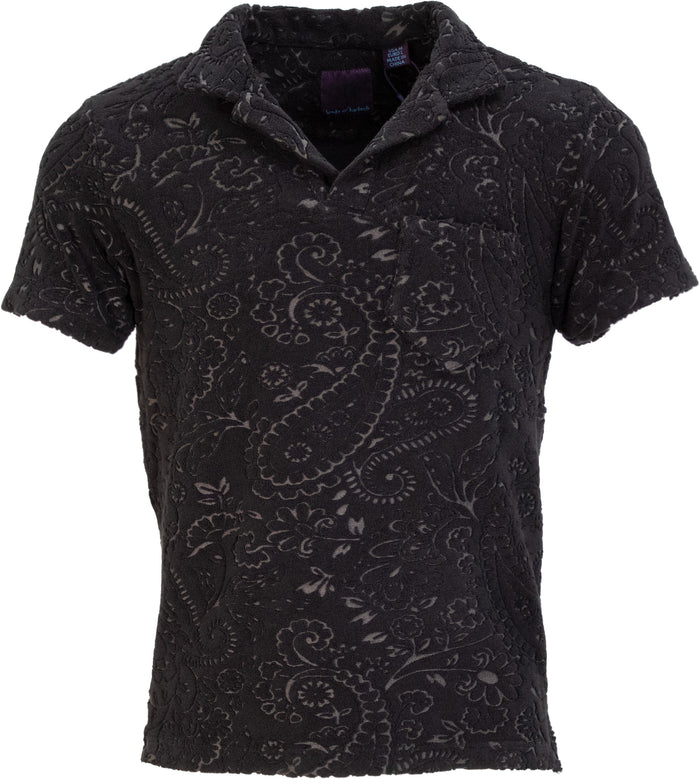 JOHNNY TOWEL POLO SHIRT IN BLACK