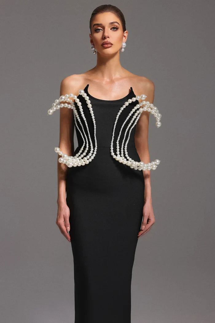 Juliette White Pearl Jewelry Tube Bandage Dress