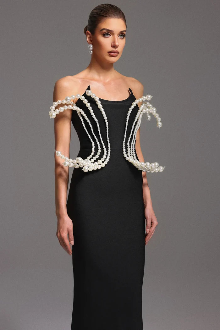 Juliette White Pearl Jewelry Tube Bandage Dress