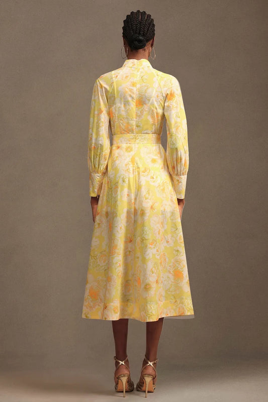 Kallista Golden Bloom Midi Dress