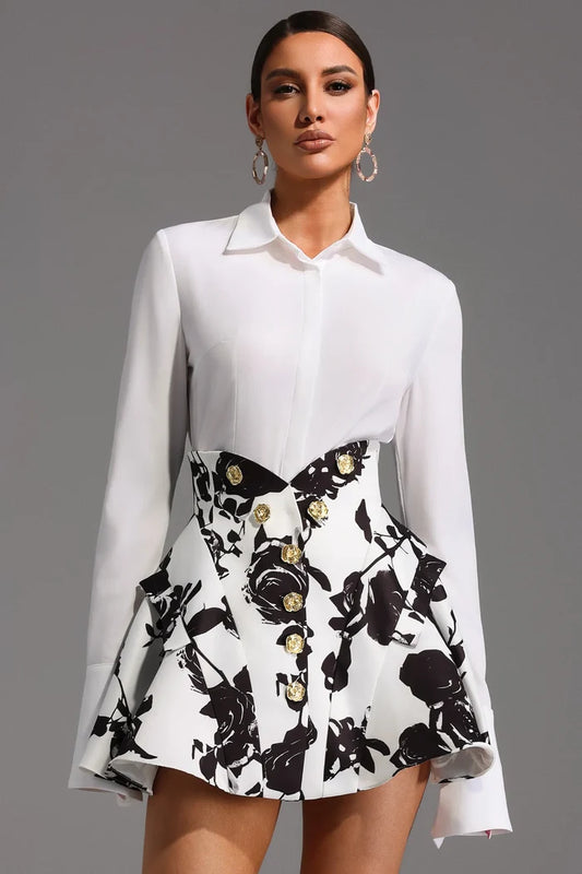 Kamila Noir Rose Structured Mini Dress