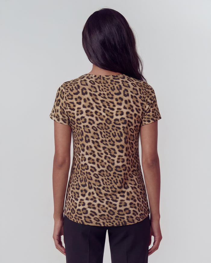 KATHERINE LEOPARD BROWN WOMENS CAP SLEEVE TOP