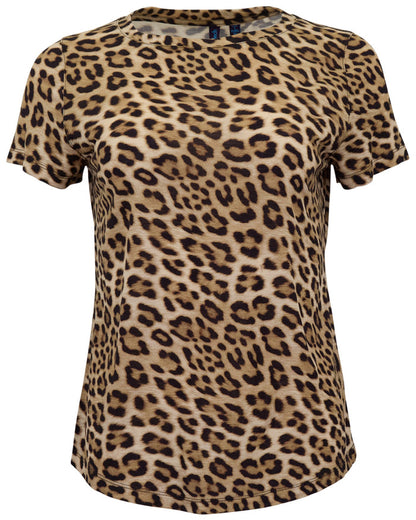 KATHERINE LEOPARD BROWN WOMENS CAP SLEEVE TOP