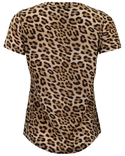 KATHERINE LEOPARD BROWN WOMENS CAP SLEEVE TOP