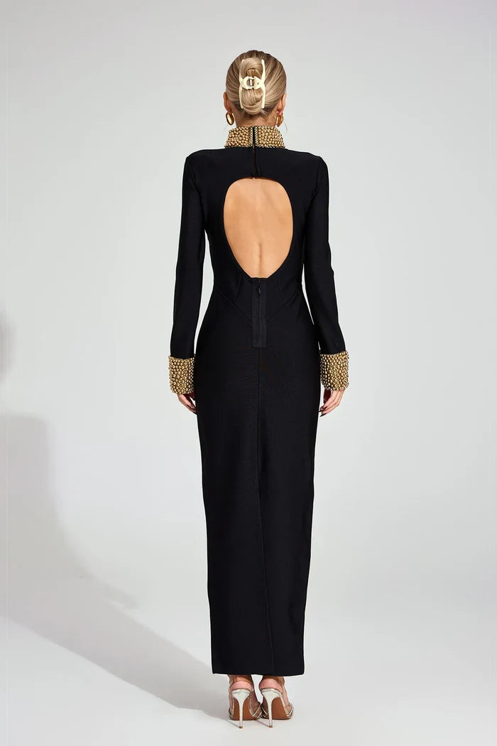 Kehlani Luxe Open-Back Black Evening Dress