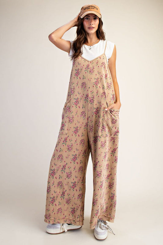 Khaki Floral Jumpsuit
