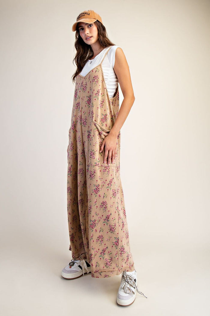 Khaki Floral Jumpsuit