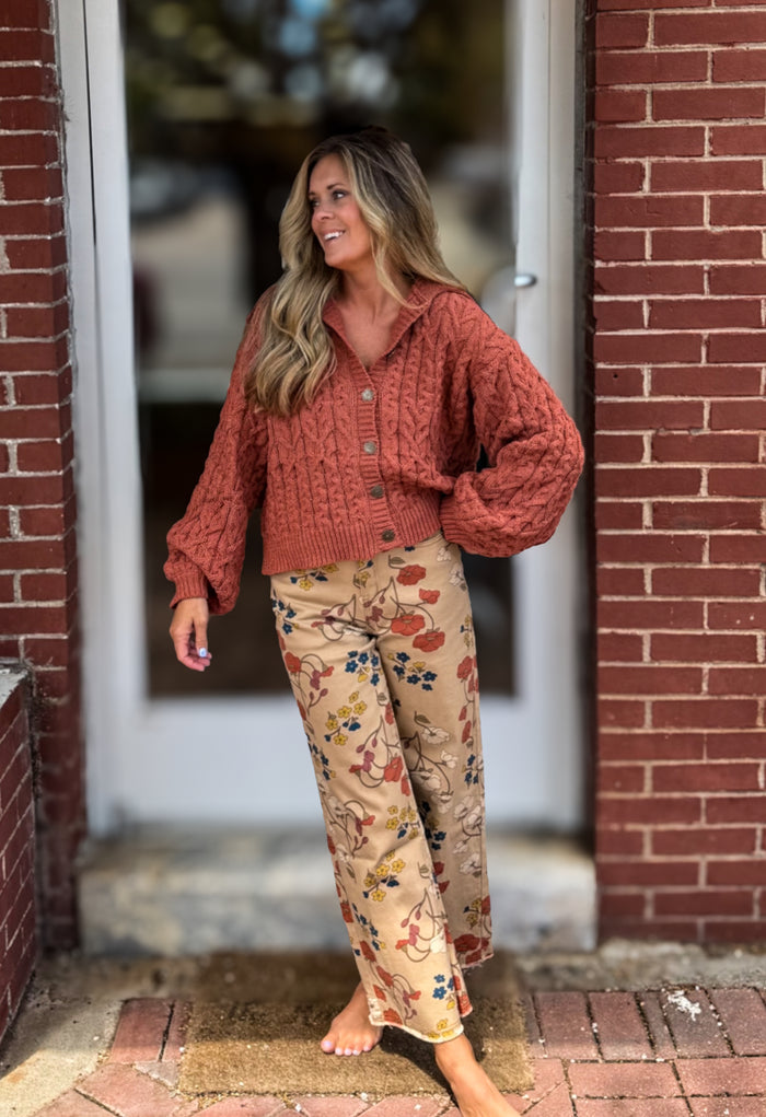 Khaki Floral Pants